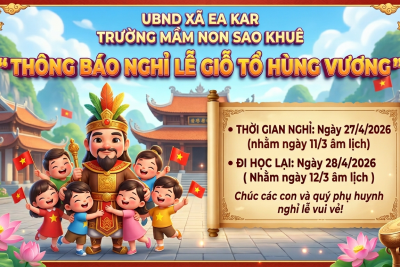 Thông báo lịch nghỉ lễ giỗ tổ Hùng Vương.